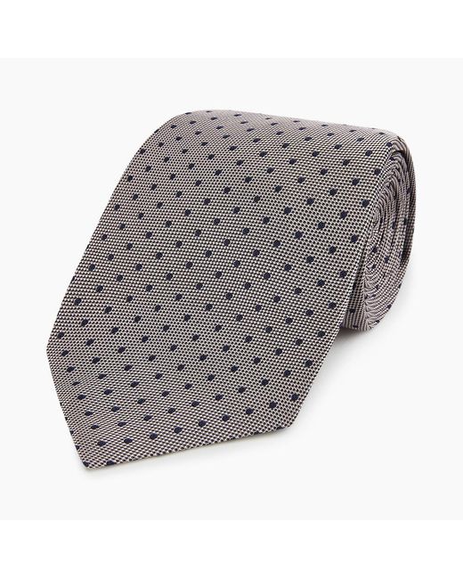 Turnbull & Asser Gray Navy And Lilac Micro Dot Silk Tie for men