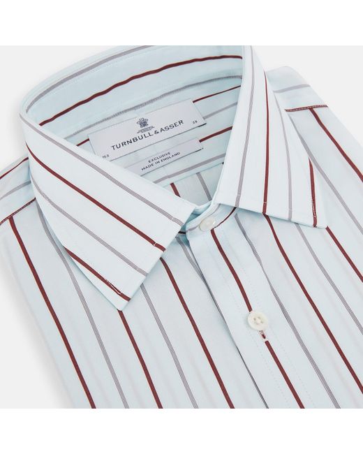 Turnbull & Asser Blue Burgundy Combination Stripe Mayfair Shirt for men
