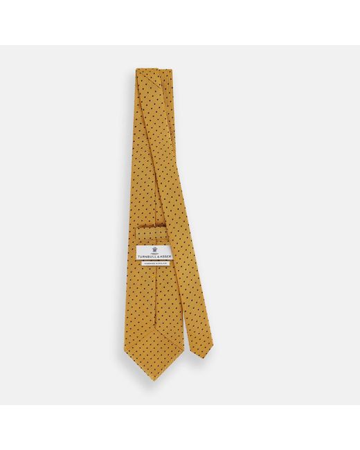 Turnbull & Asser Metallic Navy And Yellow Micro Dot Silk Tie for men