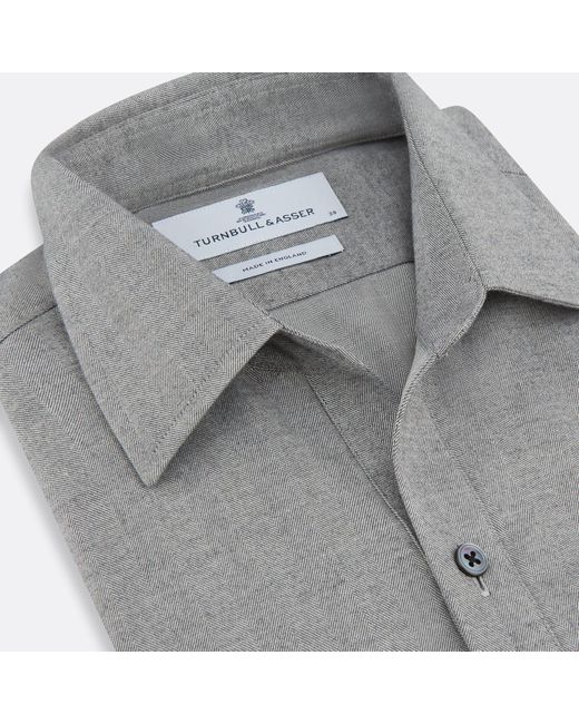 Turnbull & Asser Gray Grey Herringbone Chelsea Shirt for men