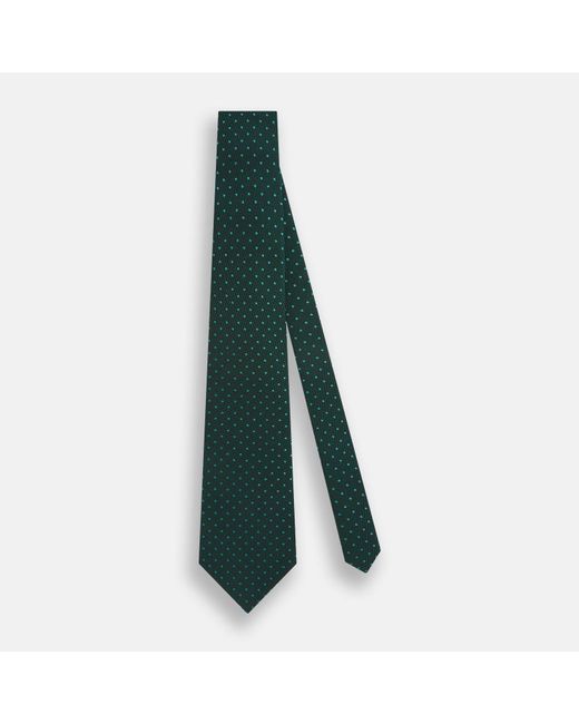 Turnbull & Asser Dark Green Micro Dot Silk Tie for men