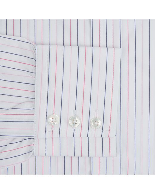 Turnbull & Asser White Pink And Blue Wide Pinstripe Mayfair Shirt for men