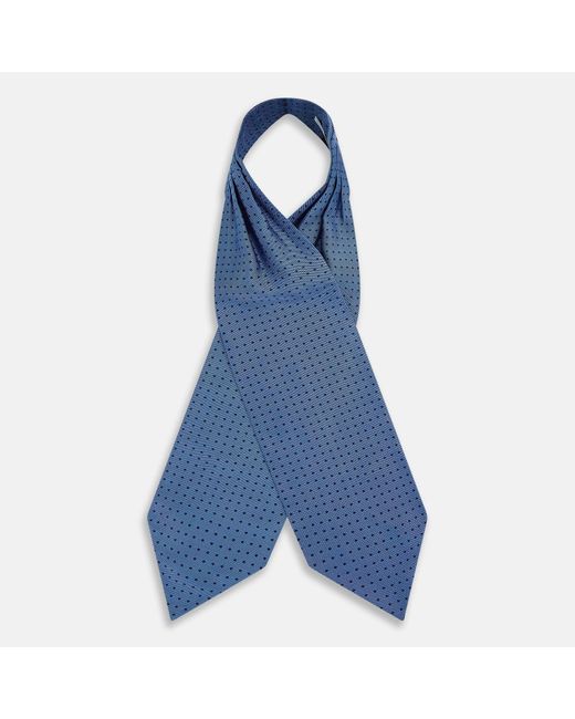 Turnbull & Asser Navy And Blue Micro Dot Silk Cravat for men