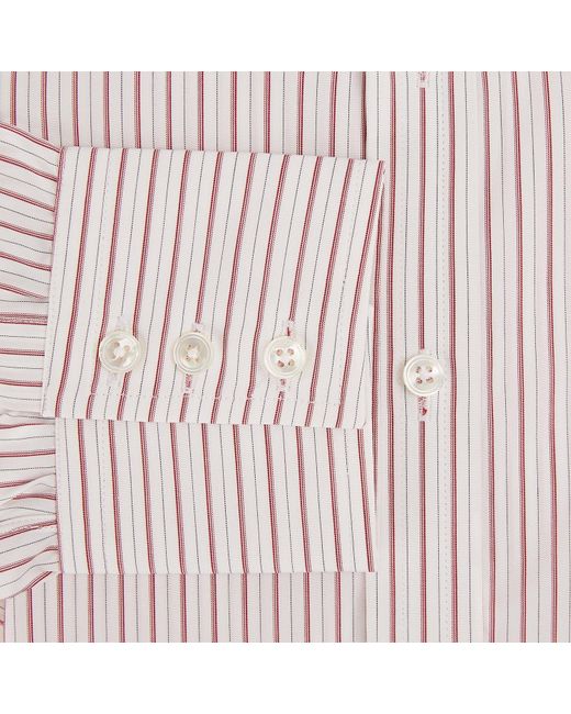 Turnbull & Asser White Red Multi Ticking Stripe Mayfair Shirt for men