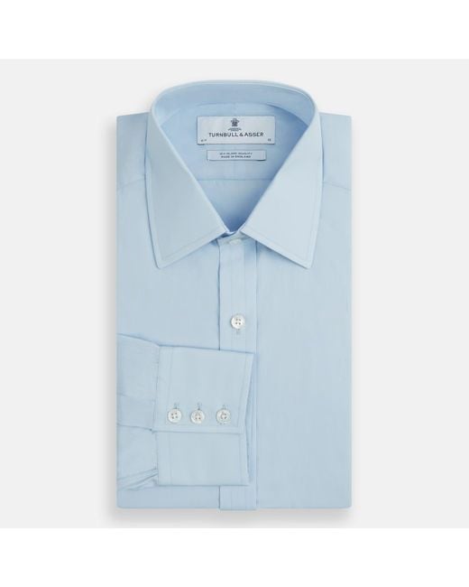 Turnbull & Asser Light Blue Sea Island Quality Cotton Shirt With T&a Collar And 3-button Cuffs for men