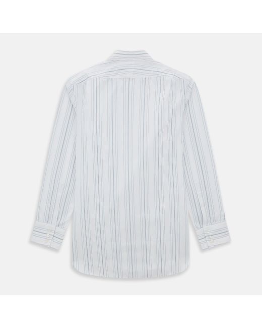 Turnbull & Asser White Pale Blue Multi Stripe Mayfair Shirt for men