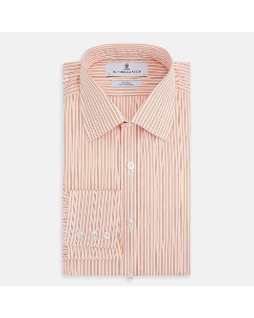 Turnbull & Asser Pink Orange Ticking Stripe Mayfair Shirt for men