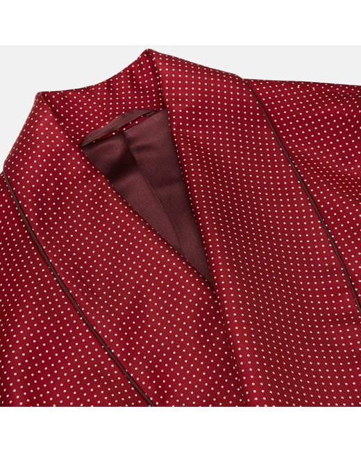 Turnbull & Asser Red Burgundy Spot Silk Gown for men
