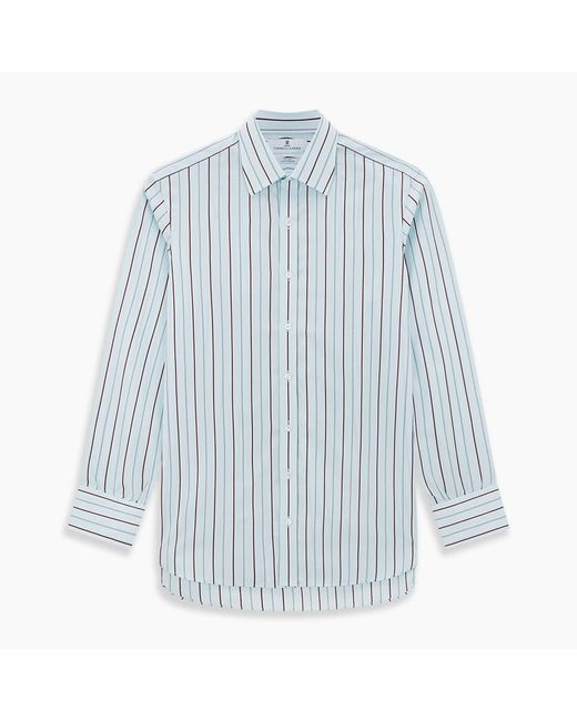 Turnbull & Asser Blue Burgundy Combination Stripe Mayfair Shirt for men