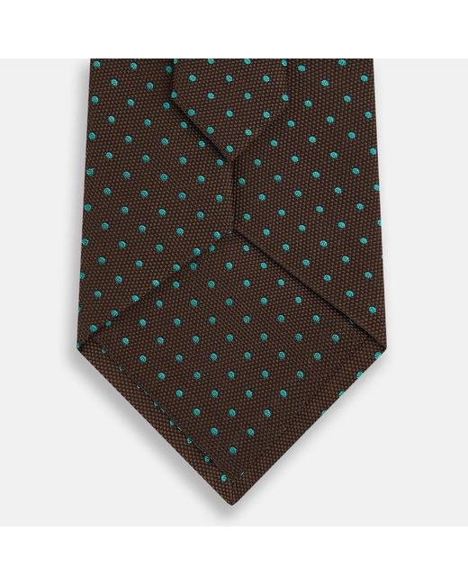 Turnbull & Asser Black Green And Brown Micro Dot Silk Tie for men