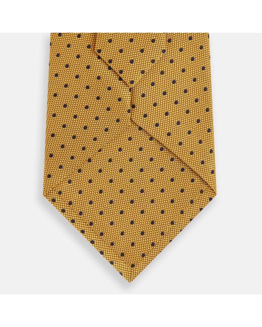 Turnbull & Asser Metallic Navy And Yellow Micro Dot Silk Tie for men