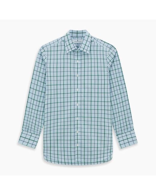Turnbull & Asser Blue And Green Tattersall Check Mayfair Shirt for men