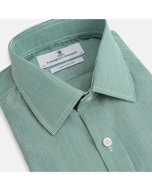 Turnbull & Asser Green Fine Stripe Mayfair Shirt for men