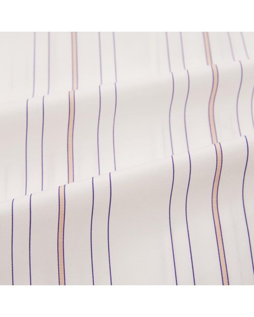 Turnbull & Asser White Purple And Rose Multi Stripe Mayfair Shirt for men
