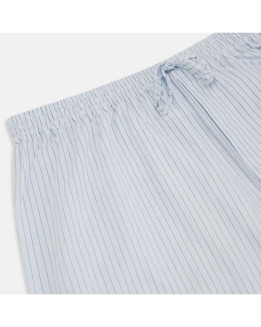 Turnbull & Asser White Blue Multi Pinstripe Pyjama Trousers for men