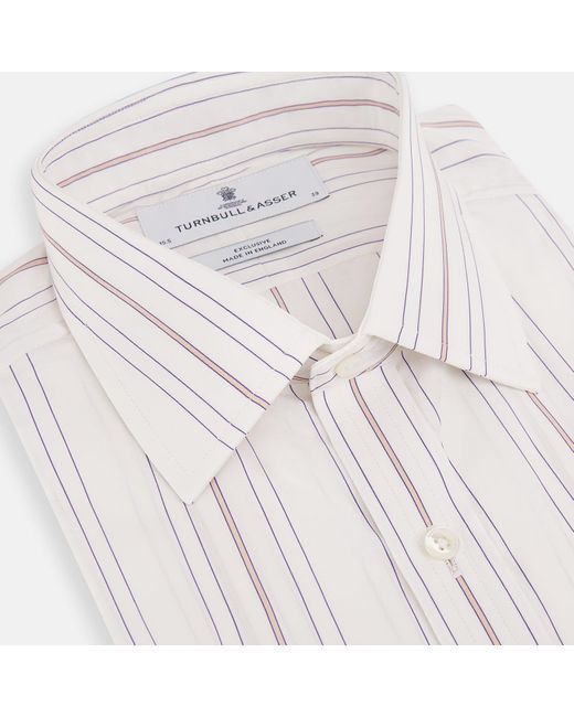 Turnbull & Asser White Purple And Rose Multi Stripe Mayfair Shirt for men