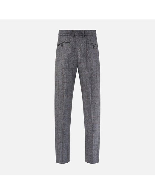 Turnbull & Asser Gray Grey And Brown Check Rupert Trousers for men