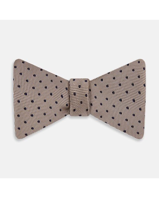 Turnbull & Asser Gray Navy And Taupe Micro Dot Silk Bow Tie for men