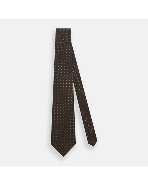 Turnbull & Asser Black Green And Brown Micro Dot Silk Tie for men