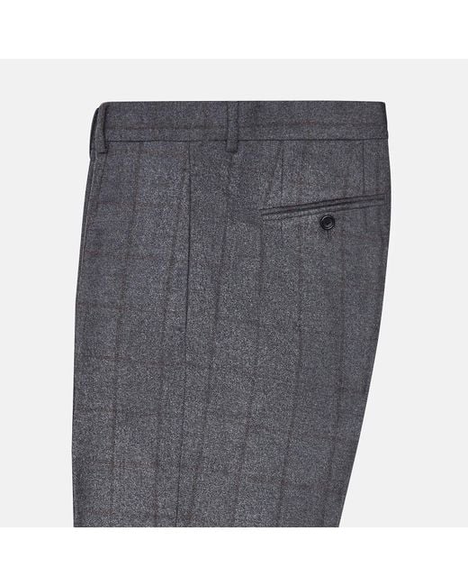 Turnbull & Asser Gray Grey And Brown Check Rupert Trousers for men