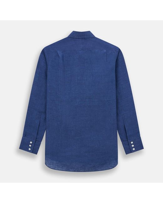 Turnbull & Asser Blue Navy Linen Mayfair Shirt for men