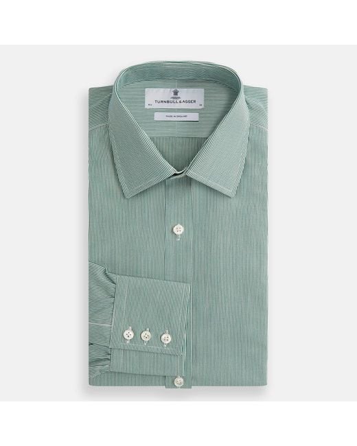Turnbull & Asser Green Fine Stripe Mayfair Shirt for men