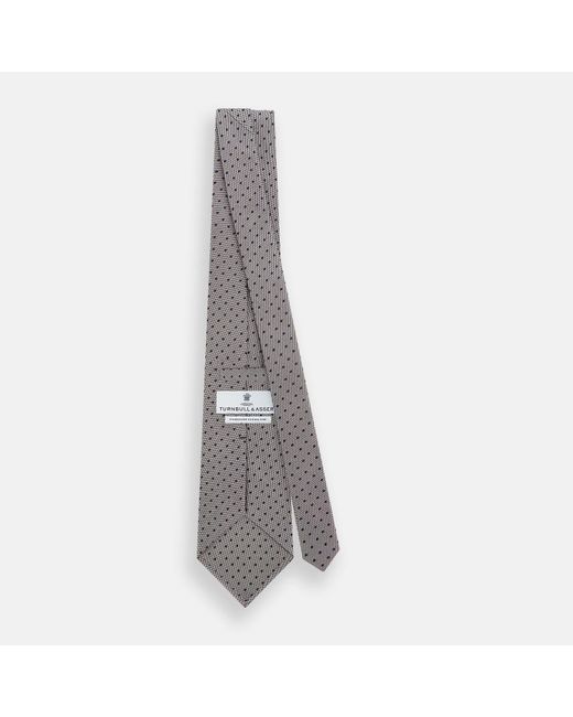 Turnbull & Asser Gray Navy And Lilac Micro Dot Silk Tie for men