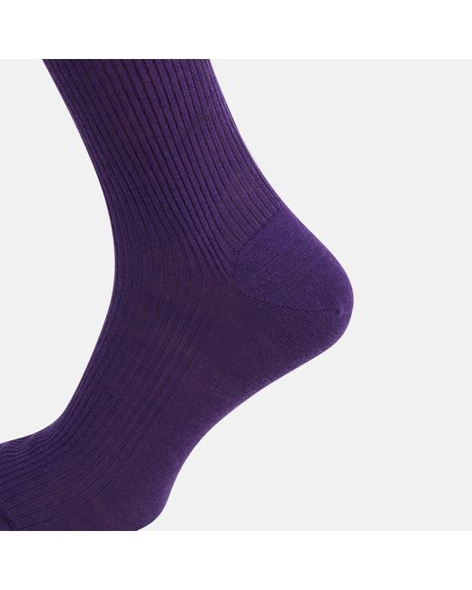 Turnbull & Asser Purple Mid-length Merino Socks for men