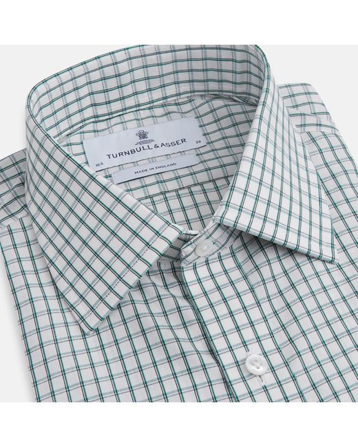 Turnbull & Asser Blue Dark Green Tattersall Check Mayfair Shirt for men