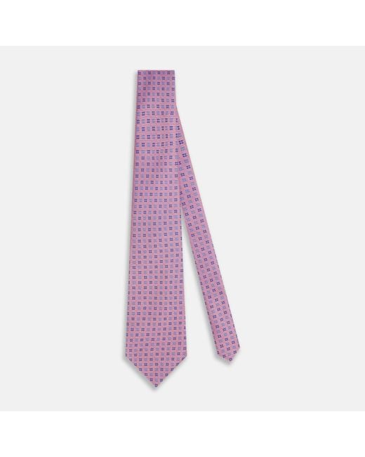 Turnbull & Asser Purple Blue And Pink Multi Dot Silk Tie for men