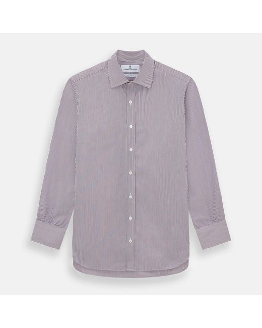 Turnbull & Asser Purple Burgundy Shadow Stripe Mayfair Shirt for men