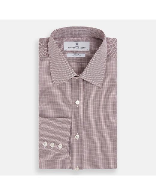 Turnbull & Asser Purple Burgundy Micro Shadow Check Mayfair Shirt for men