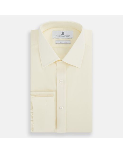 Turnbull & Asser White Cream Cotton Shirt With T&a Collar And Double Cuffs for men