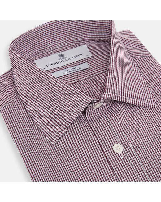 Turnbull & Asser Purple Burgundy Micro Check Mayfair Shirt for men