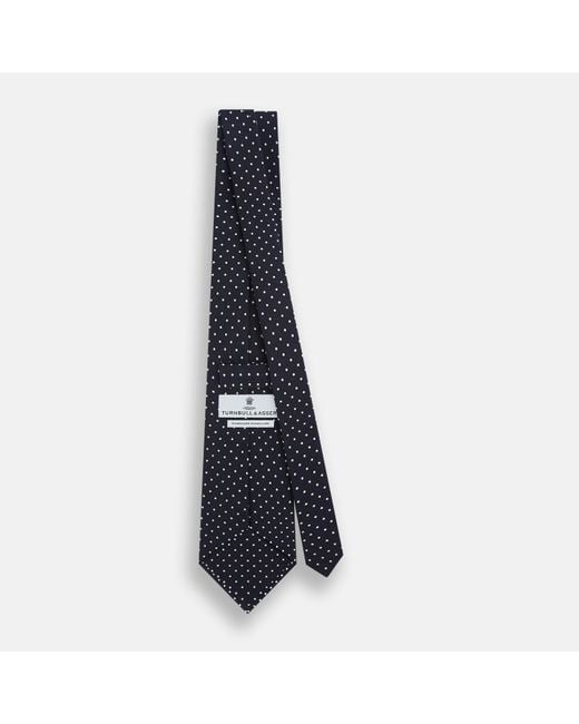 Turnbull & Asser Blue Silver And Navy Micro Dot Silk Tie for men