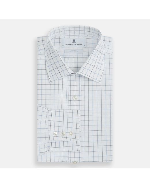 Turnbull & Asser Blue Grid Check Mayfair Shirt for men