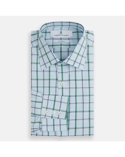 Turnbull & Asser Blue And Green Tattersall Check Mayfair Shirt for men