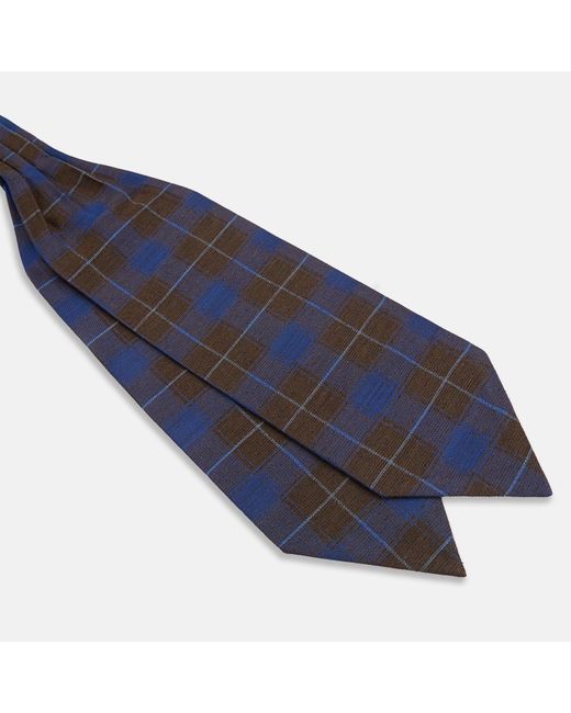 Turnbull & Asser Blue And Brown Tartan Silk Blend Cravat for men
