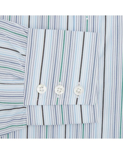 Turnbull & Asser Blue And Green Multi Track Stripe Mayfair Shirt for men