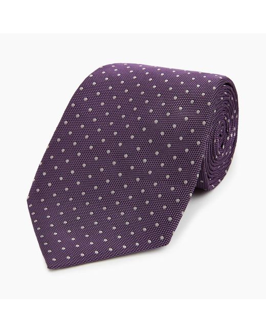 Turnbull & Asser Lilac And Purple Micro Dot Silk Tie for men