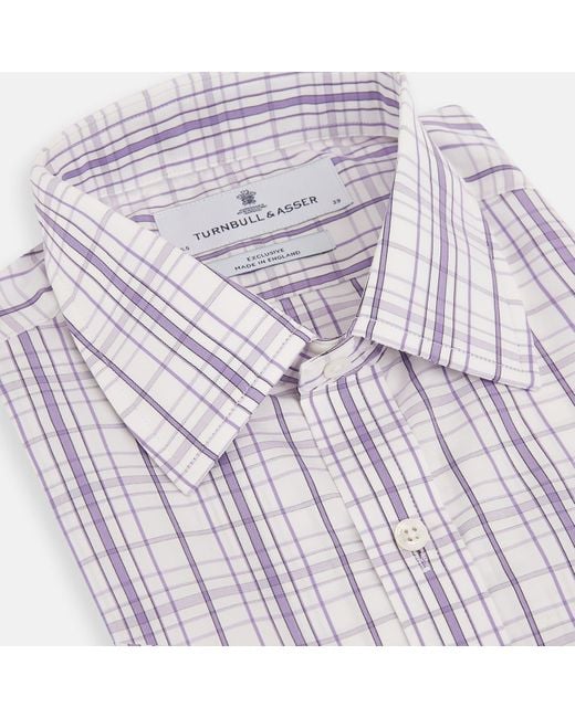 Turnbull & Asser Purple Plaid Check Mayfair Shirt for men