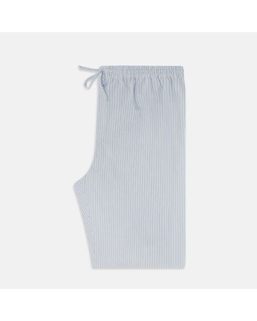 Turnbull & Asser White Blue Multi Pinstripe Pyjama Trousers for men
