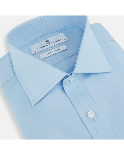 Turnbull & Asser Dr. No Blue Cotton Shirt With Cocktail Cuff As Seen On James Bond for men
