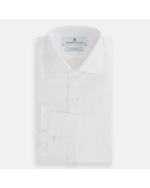Turnbull & Asser Tailored Fit Plain White Cotton Shirt With Kent Collar And 3-button Cuffs for men