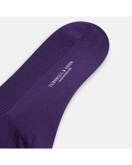 Turnbull & Asser Purple Mid-length Merino Socks for men