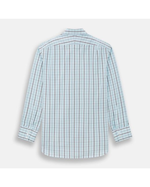 Turnbull & Asser Blue Burgundy Combination Check Mayfair Shirt for men
