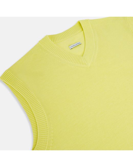 Turnbull & Asser Bright Yellow Fine Merino V-neck Vest for men