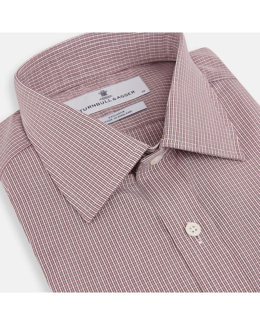 Turnbull & Asser Purple Burgundy Micro Shadow Check Mayfair Shirt for men