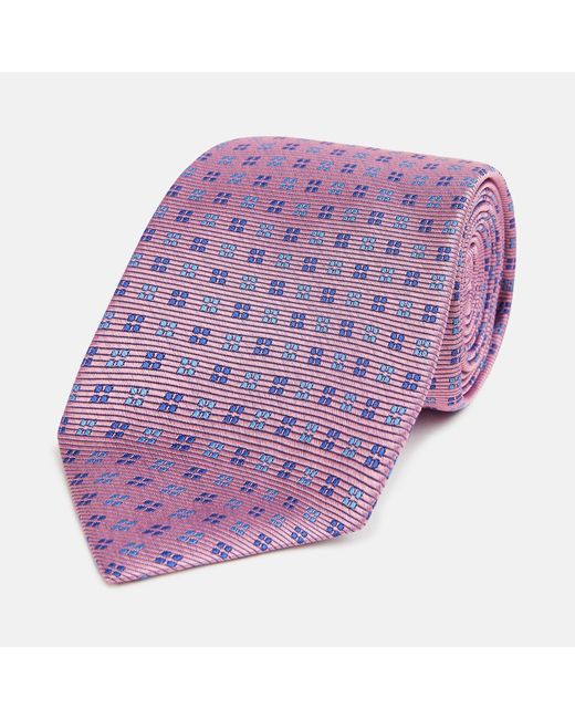 Turnbull & Asser Purple Blue And Pink Multi Dot Silk Tie for men