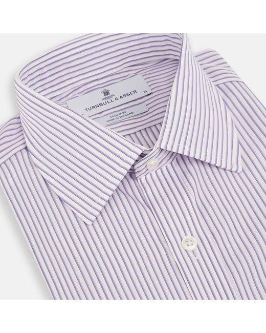 Turnbull & Asser Purple Shadow Stripe Mayfair Shirt for men